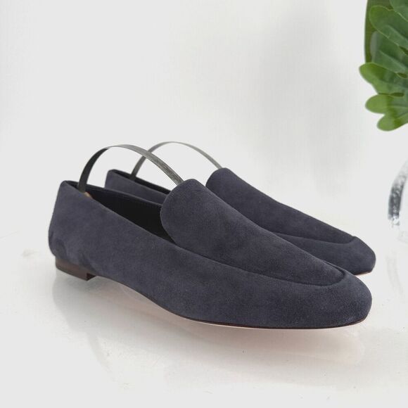 Vince Womens Brette Smoking Flats Loafers Slip On Blue Suede Leather Size 6 M - Picture 1 of 16